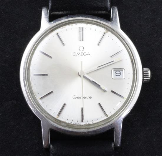 A gentlemans 1970s stainless steel Omega manual wind wrist watch,
